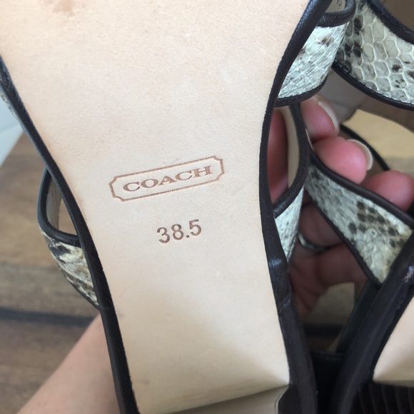 Stunning snakeskin print Tamarah heeled sandal with turn locks. - Picture 17 of 17